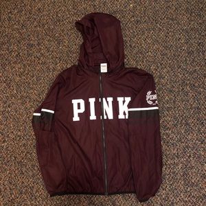VS pink parka rain jacket